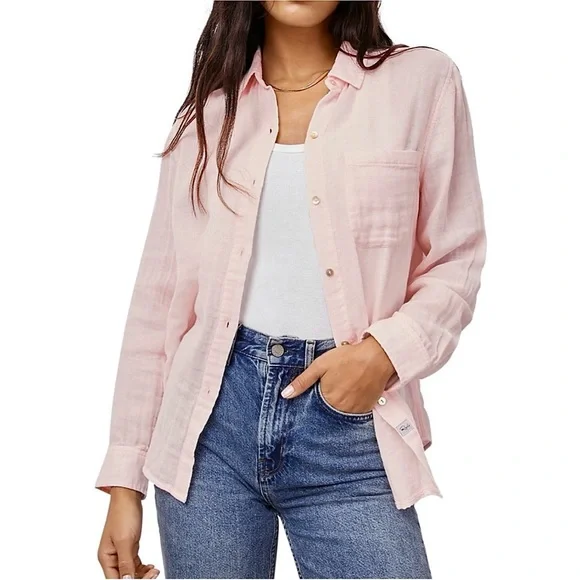 RAILS Ellis Gauze Button Up Shirt S Petal Pink LTD Edition Breast Cancer Spring - Picture 3 of 13